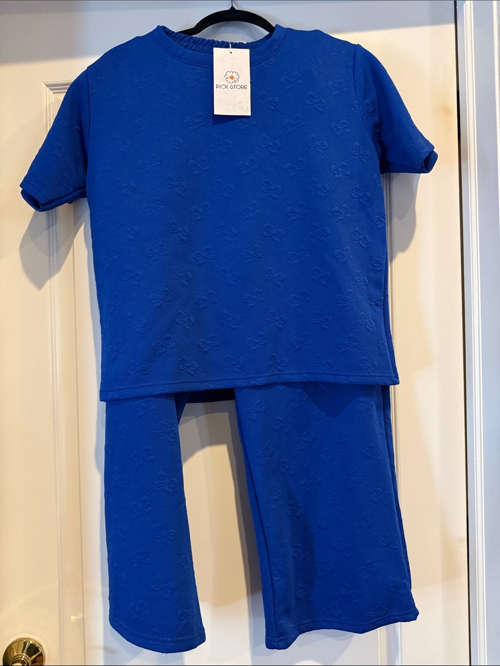 Women’s Royal Blue Short-Sleeve 2 piece Set size L NWT